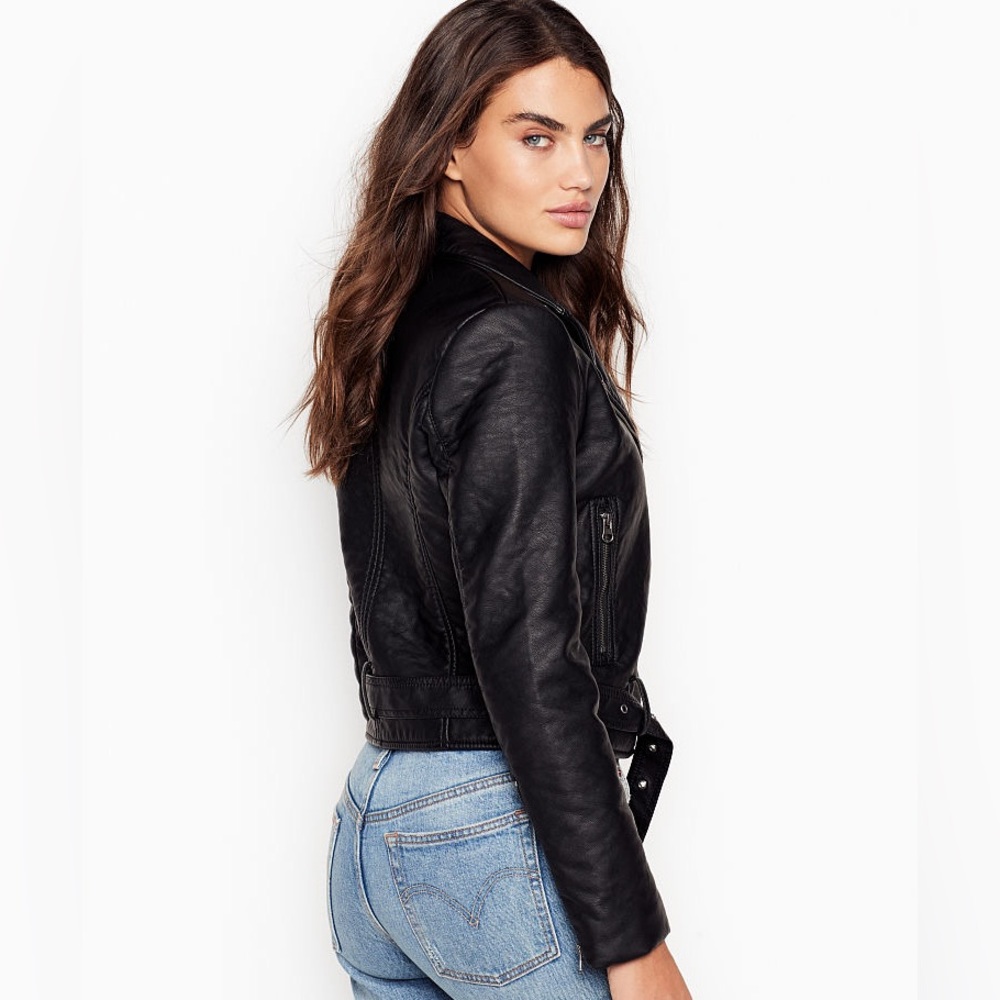 SOLD- Victoria’s Secret Moto Style Leather Jacket - Black NWT